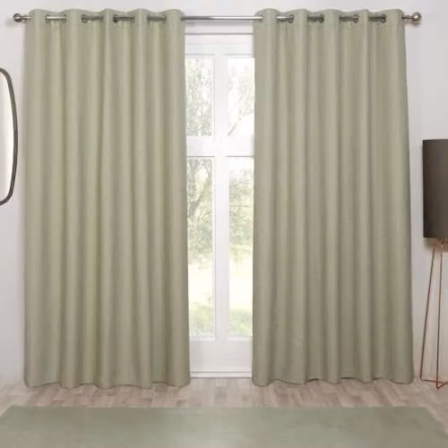 Sundour Cosmos Plain Blackout Eyelet Curtains in Green, W: 117 cm, H: 137 cm