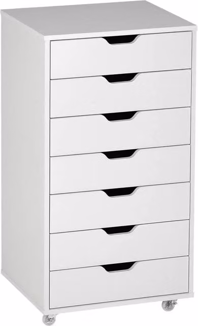 Havendro 7-Drawer Mobile Filing Cabinet with Castors, White