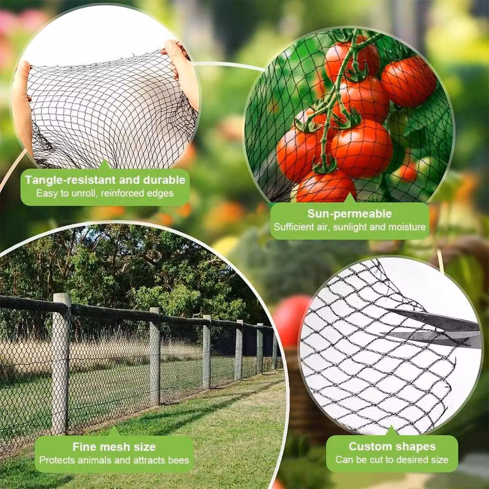 NESTLUNE Black Anti Bird Netting with 50 Cable Ties, W: 10 m, D: 6 m – 5