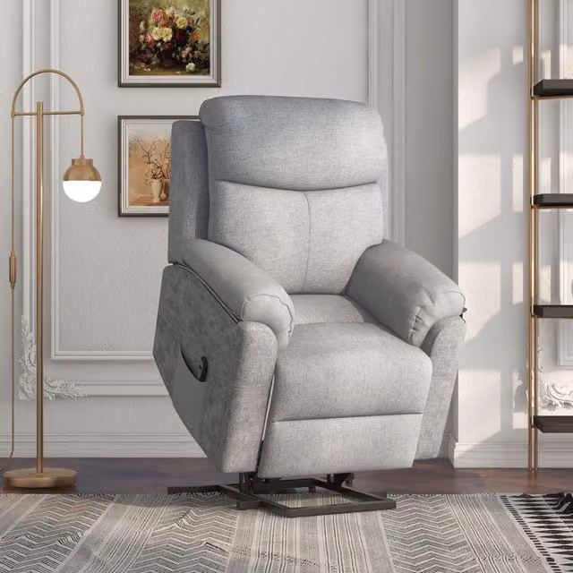 HOMCOM Grey Fabric Electric Power Lift Massage Chair