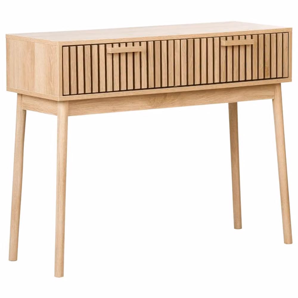 Wyld and Coco Light Brown MDF Console Table with Two Drawers and Solid Pine Legs – 2