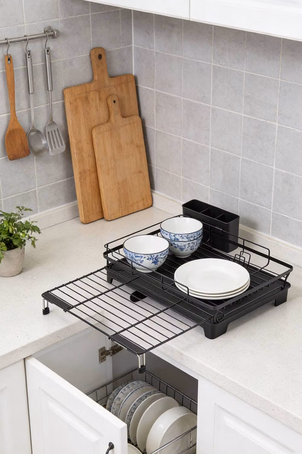 ExtraStar 1-Tier Expandable Countertop Dish Rack in Black – 2