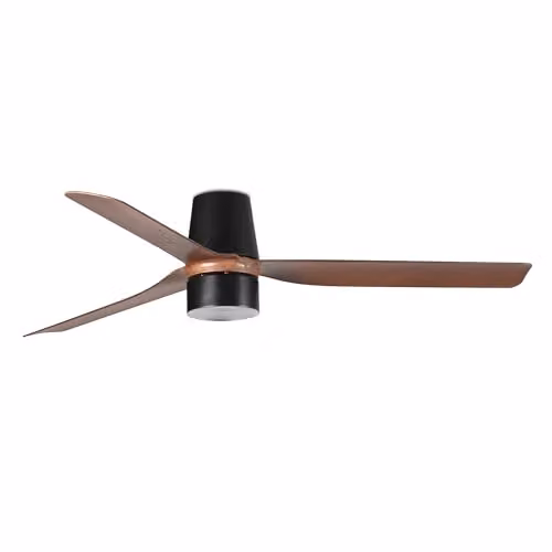 Faro Barcelona Punt Tub TEK LED Ceiling Fan in Black and Brown, 132 cm