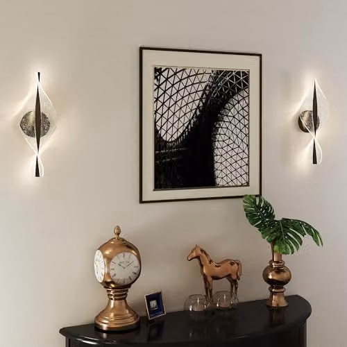 HOMCOM 2 Pack Modern LED Spiral Wall Lamps in Black with Adjustable Up and Down Lighting – 4