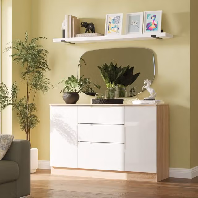 Lucca Ready Assembled 2 Door 3 Drawer Sideboard in Light Oak – 1
