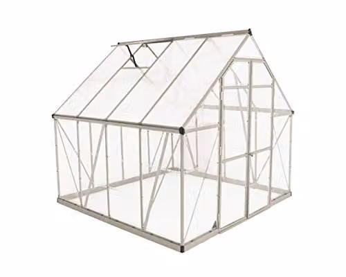 Palram Canopia Balance Silver Polycarbonate and Aluminium Freestanding Gable Greenhouse W/D/H: 244 x 247 x 231 cm