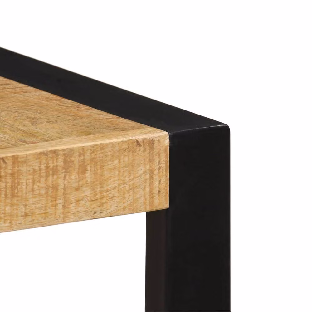 Berkfield Home Dense Solid Mango Wood Dining Table in Brown and Black, W/D/H: 140 x 70 x 75 cm – 2