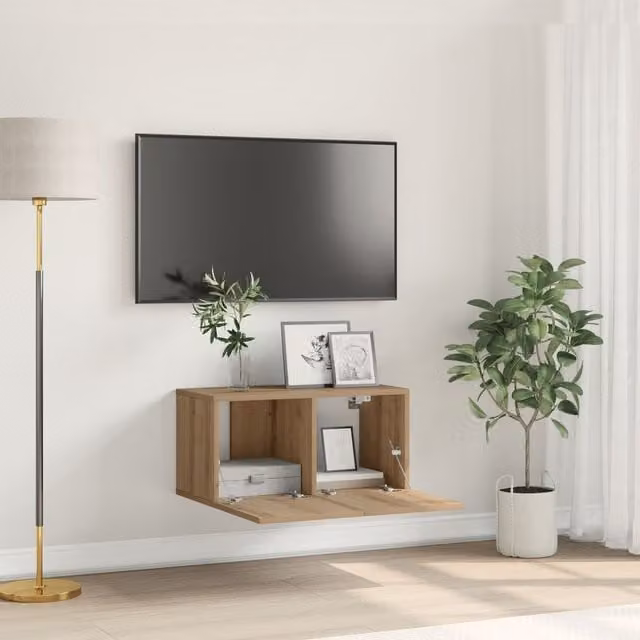 Berkfield Home Artisan Oak Modern Wall Mounted TV Cabinet in Brown – 1