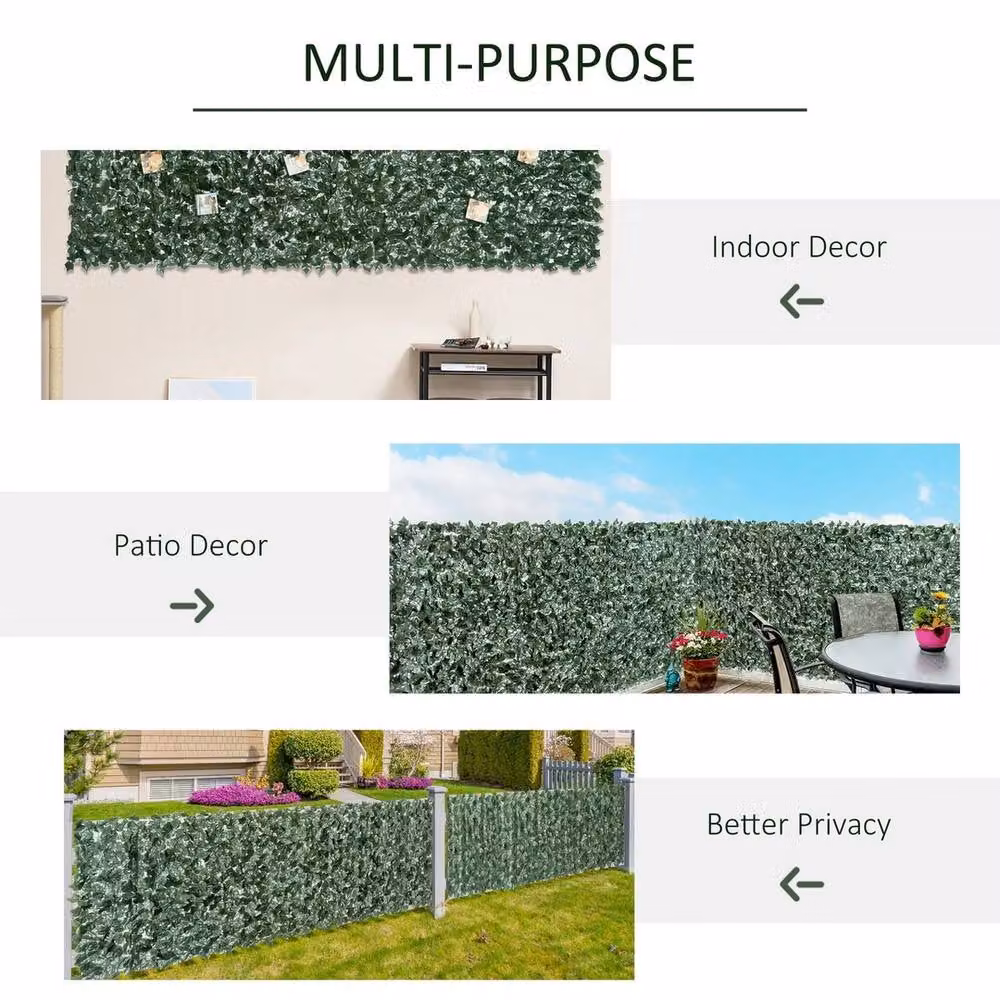 NESTLUNE Artificial Leaf Hedge Privacy Screen Roll in Green, W: 100 cm, H: 100 cm – 6