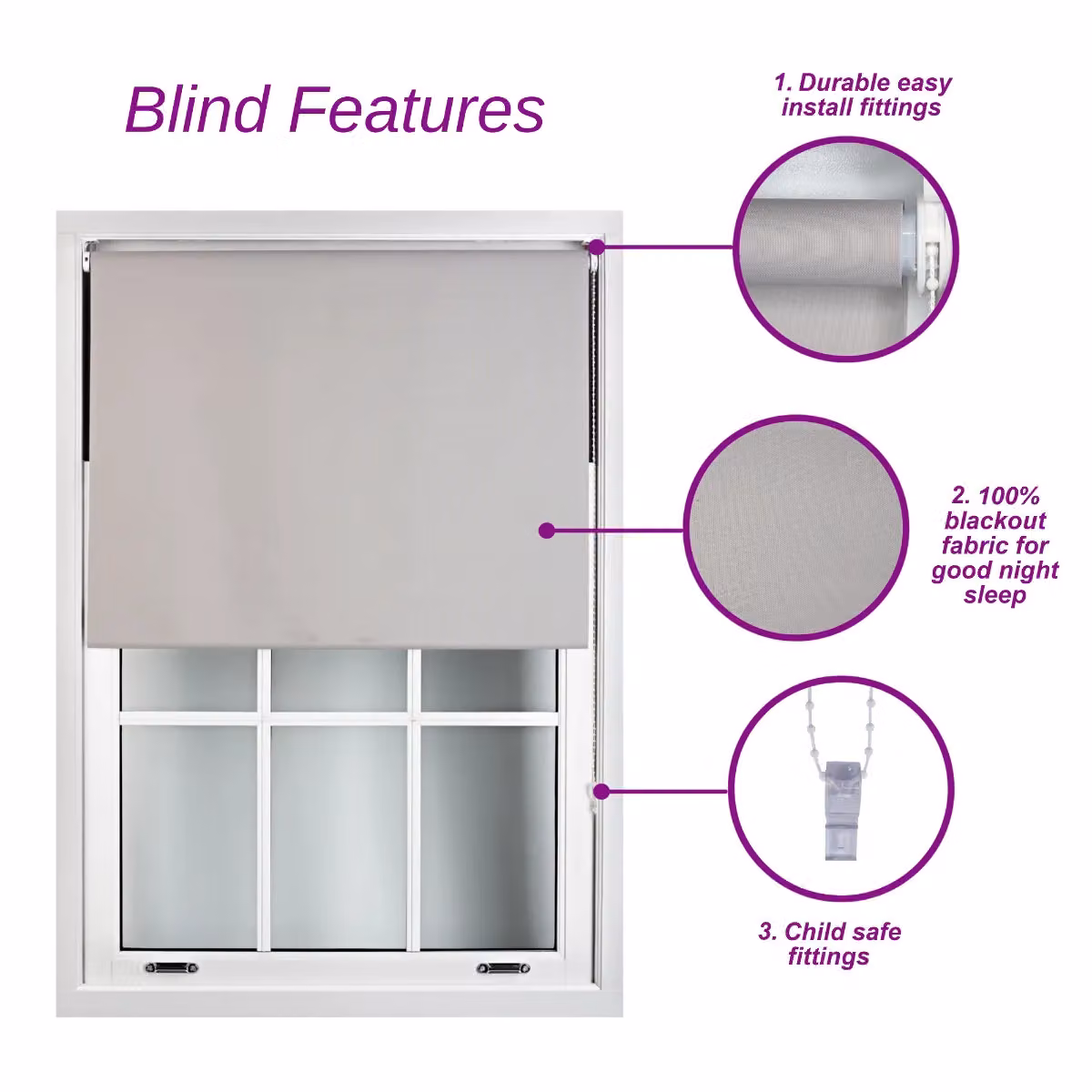 Furnished Blackout Roller Blind in Dark Grey, W/D/H: 120 x 120 x 165 cm – 2