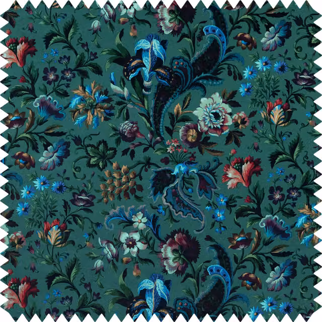 House of Hackney FLORIKA Velvet in Petrol, Purple and Turquoise