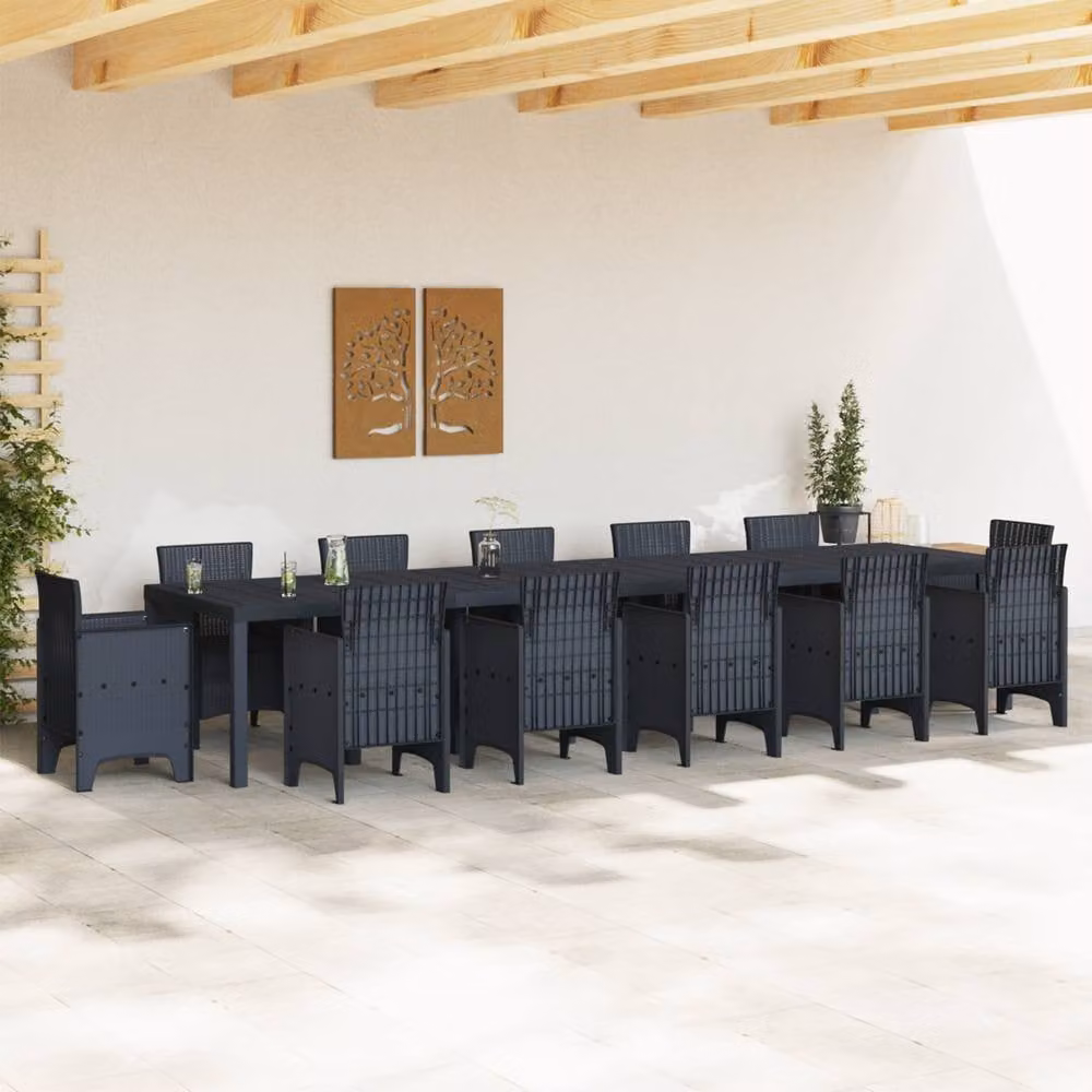 Berkfield Home Extendable Rectangular Garden Table in Anthracite Poly Rattan, W: 400 cm, D: 100 cm, H: 73 cm – 2