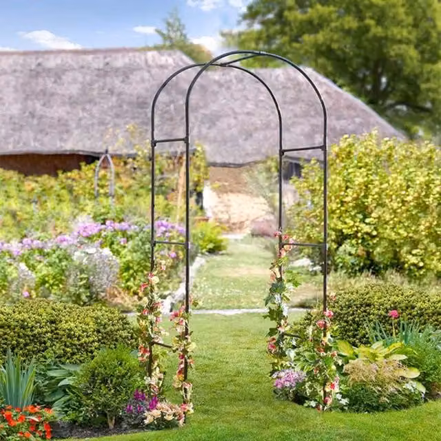 Garden Mile Black Metal Freestanding Garden Arch Trellis Support