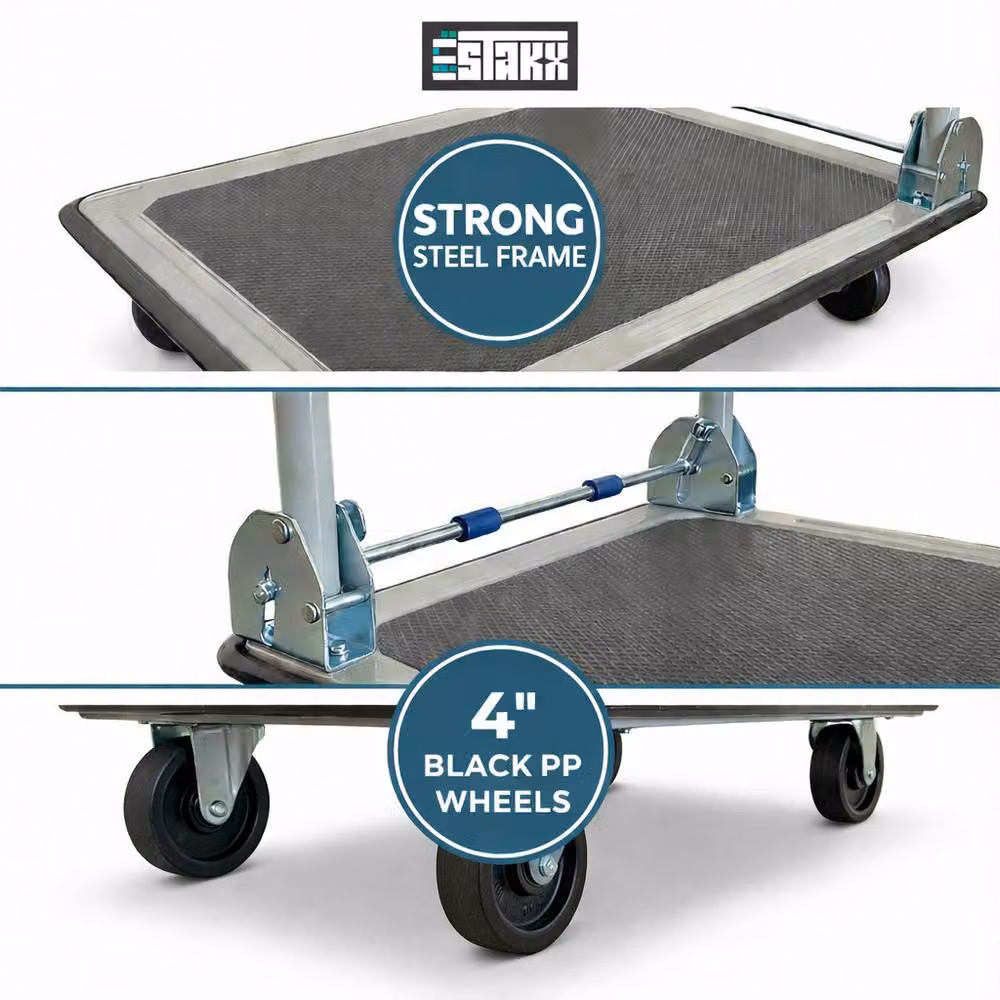 House of Home Heavy Duty Folding Steel Platform Hand Trolley, Grey – 5