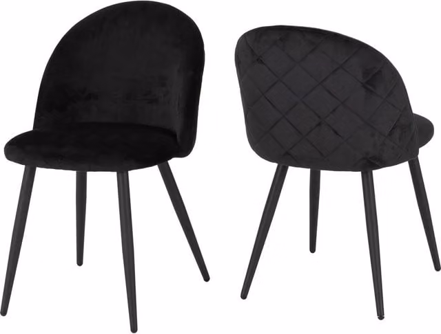 Seconique Marlow Modern Upholstered Velvet Dining Chairs, Set of 4, Black and Grey
