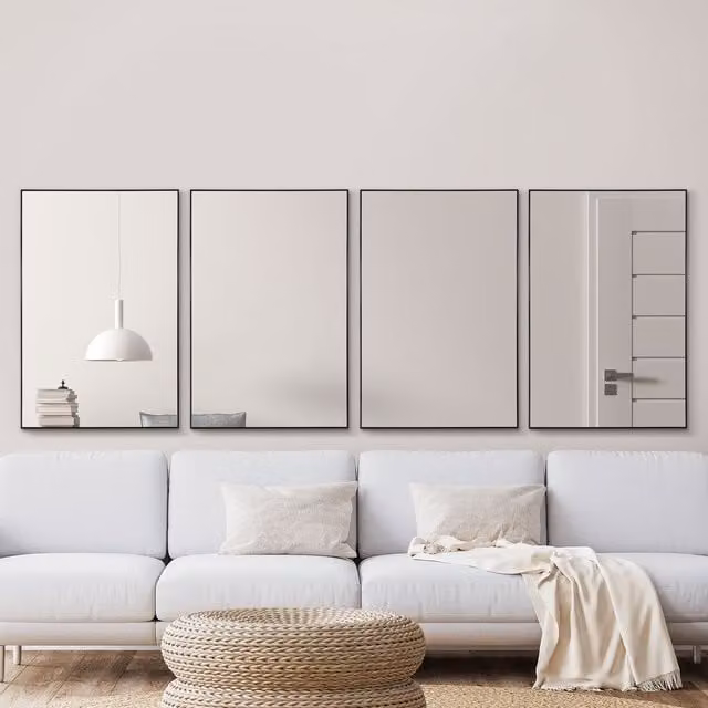 MirrorOutlet Manhattan Modern Rectangular Wall Mirror with Black Aluminium Frame
