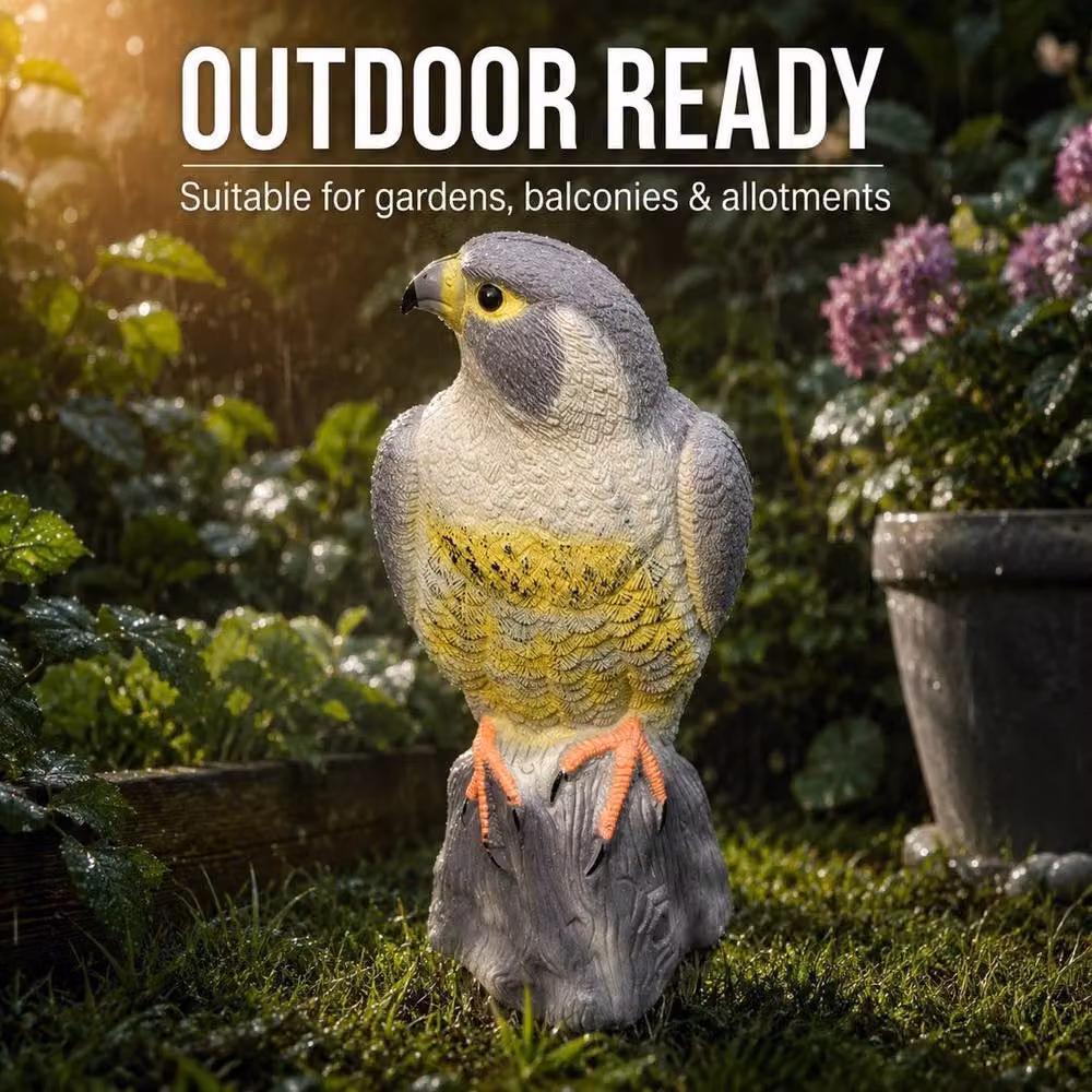 SPETLEK Realistic Hawk Decoy Bird Scarer Pest Deterrent for your Garden, Multicolour, H 100 cm x W 15 cm – 4