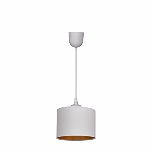 Netlighting Helam Alba Cylindrical Pendant Ceiling Light in White and Gold/Brass, Diameter: 20 cm
