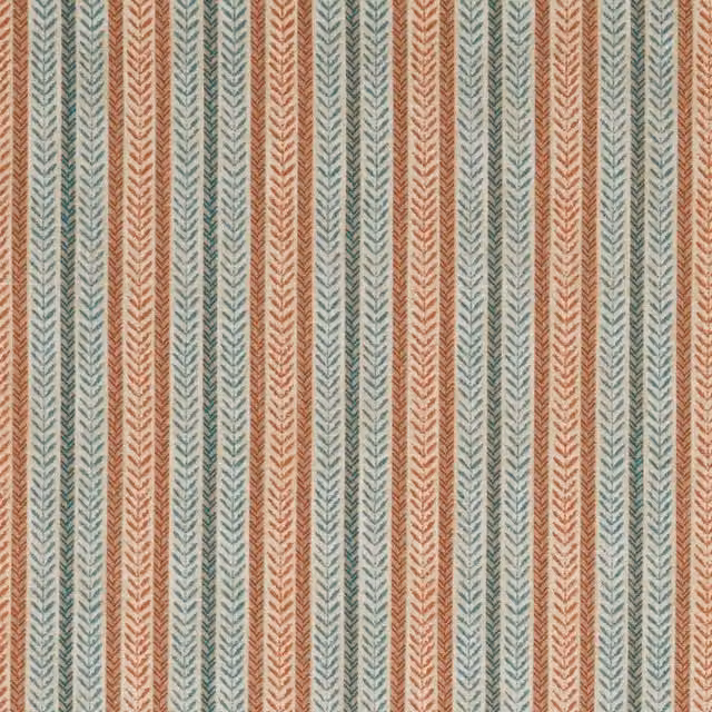 iLiv Picot Henna Striped Cotton Fabric in Brown, Orange and Multicolour