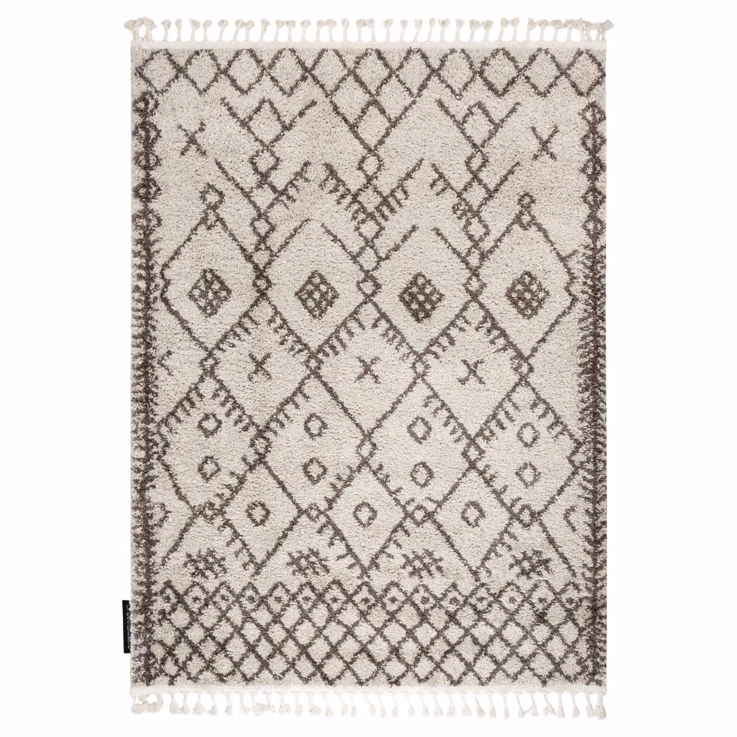 RugsX Berber Geometric Boho Rectangular Rug in Yellow and Beige, W: 140 cm, D: 190 cm