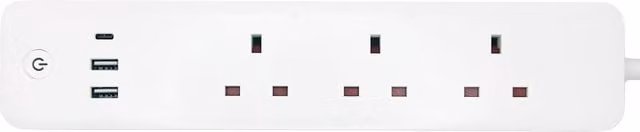 ENER-J Smart WiFi Power Strip with 3 Sockets, 2 USB and 1 Type C Ports, White