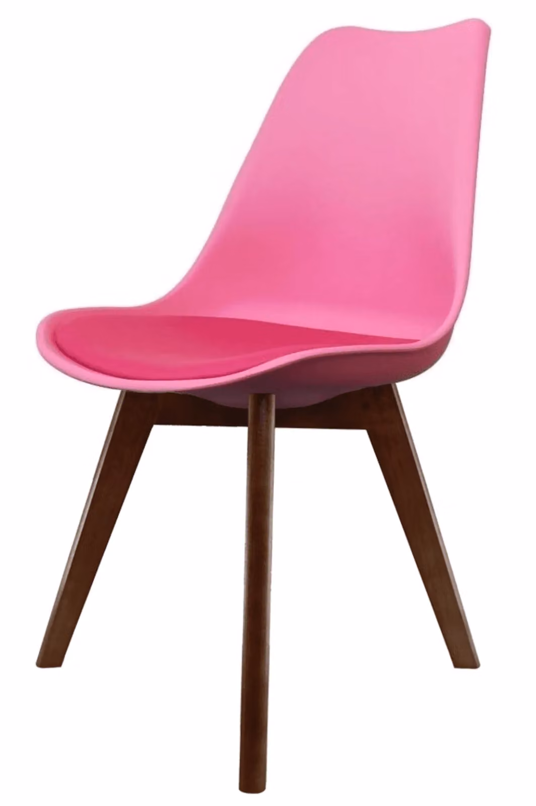 Fusion Living Soho Plastic Dining Chair with Dark Wood Legs in Pink – 2
