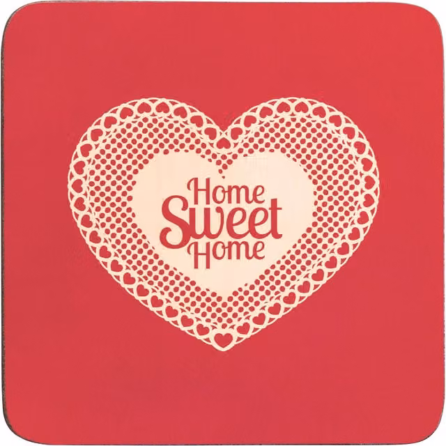Orsina Home Sweet Home Set of Four Red Cork Coasters