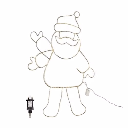 Samuel Alexander Waving Santa Christmas Silhouette with Warm White LEDs in Silver, H 79 cm x W 54 cm – 2