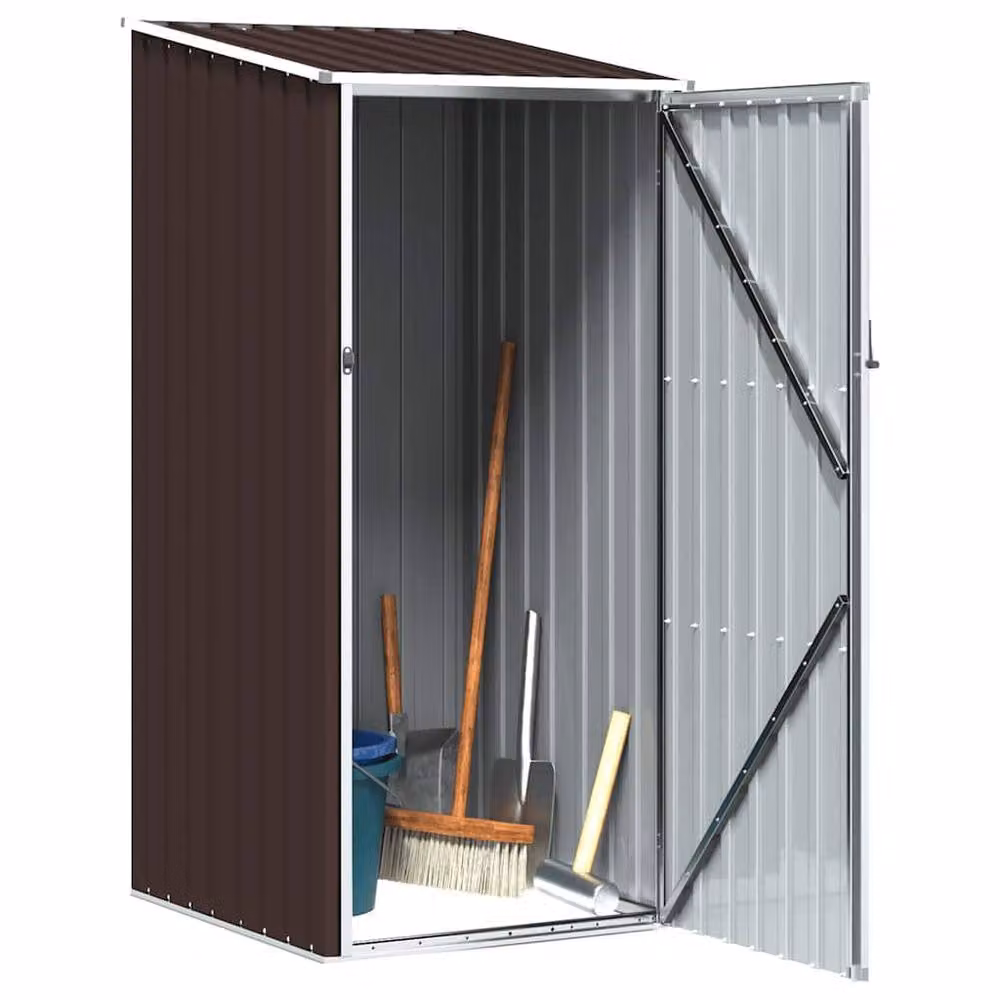 Berkfield Home Brown Galvanised Steel Pent Garden Shed, W/D/H: 87 x 98 x 159 cm – 3
