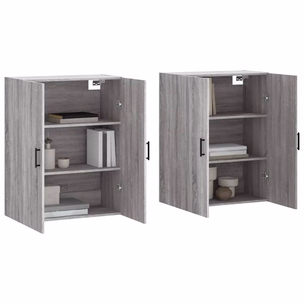 Berkfield Home Wall Mounted Cabinets, 2 Piece, Grey Sonoma, W: 69.5 cm, D: 34 cm, H: 90 cm – 2
