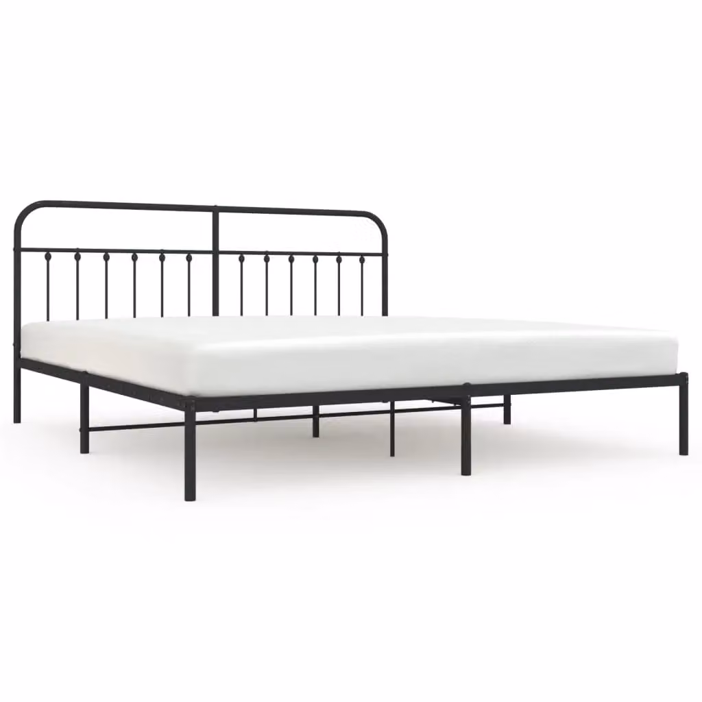 Berkfield Home Metal Bed Frame with Headboard in Black, 200 x 200 cm – 2