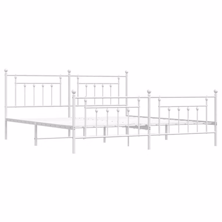 Berkfield Home Metal Bed Frame with Headboard and Footboard in White 200 x 200 cm