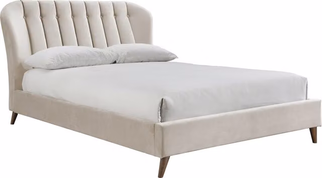 Birlea Elm Modern Upholstered Bed in Yellow and Grey, Small Double, W/D/H: 120 x 200 cm