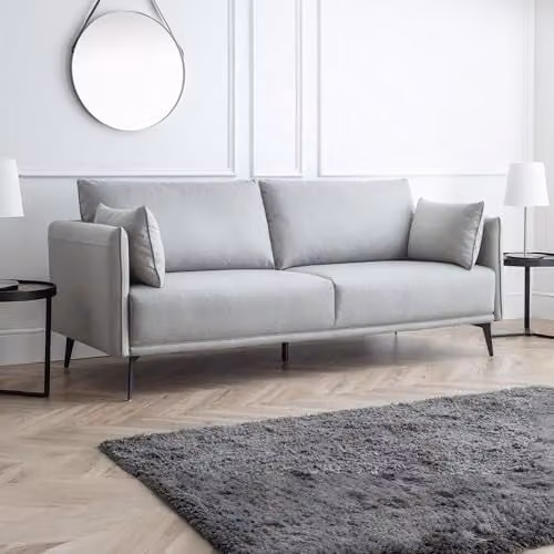 Julian Bowen Rohe 3 Seater Upholstered Fabric Sofa in Grey