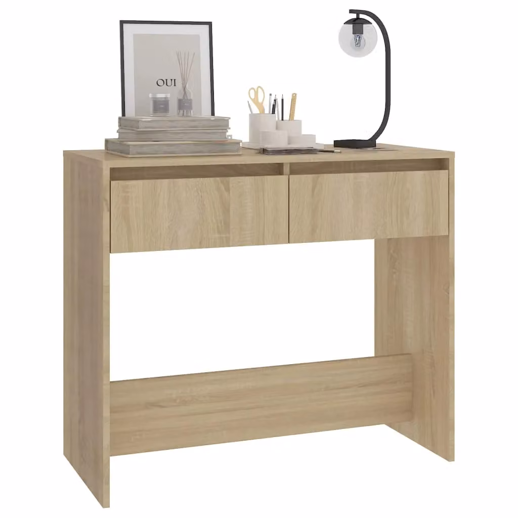 Berkfield Home Sonoma Oak and Steel Console Table in Beige, W/D/H: 89 x 41 x 76.5 cm – 3