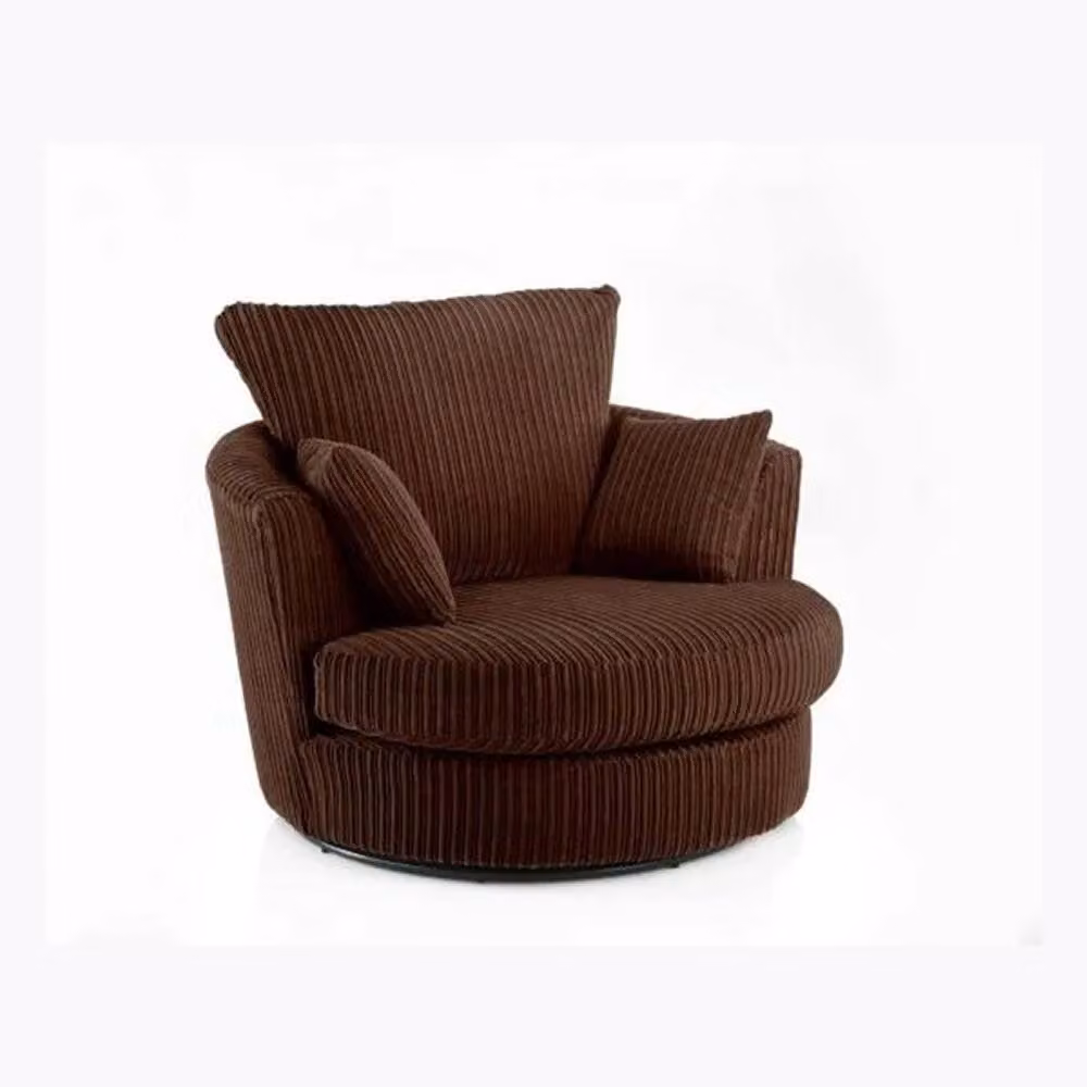 LUXURY LIFE Amalfi Dylan Chocolate Brown Jumbo Cord Fabric Swivel Tub Chair W/D/H: 75 x 100 x 105 cm – 2