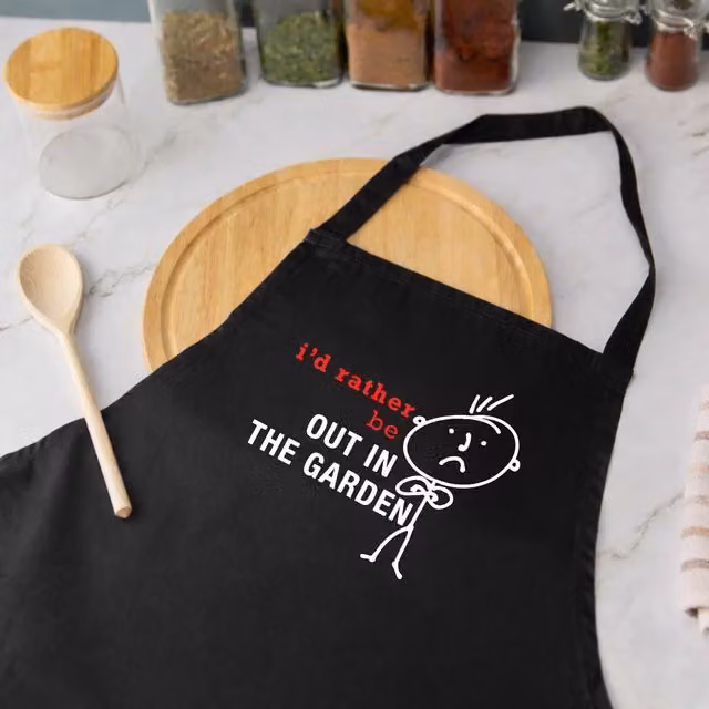 60 Second Makeover Men's I'd Rather Be Out In The Garden Black Apron