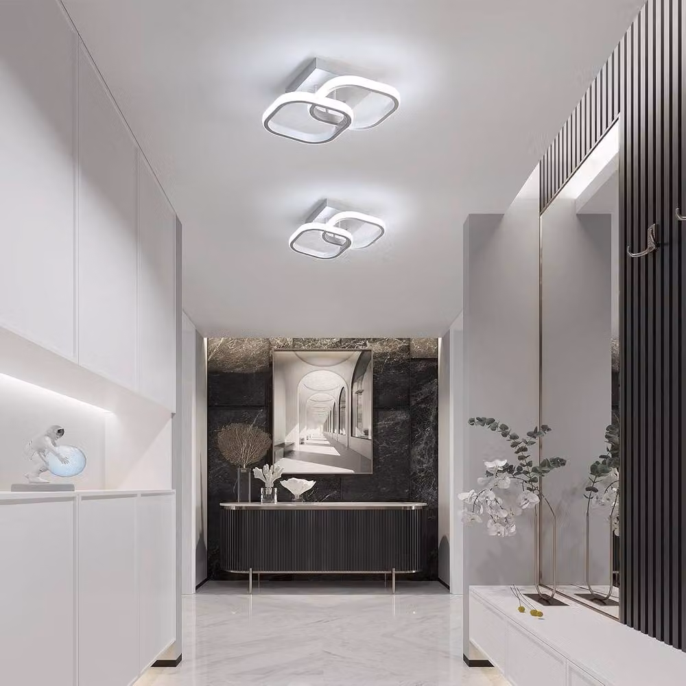 Goeco Pack of 2 Modern Square LED Ceiling Lights, 24W, 6500K Cool White, in White – 2