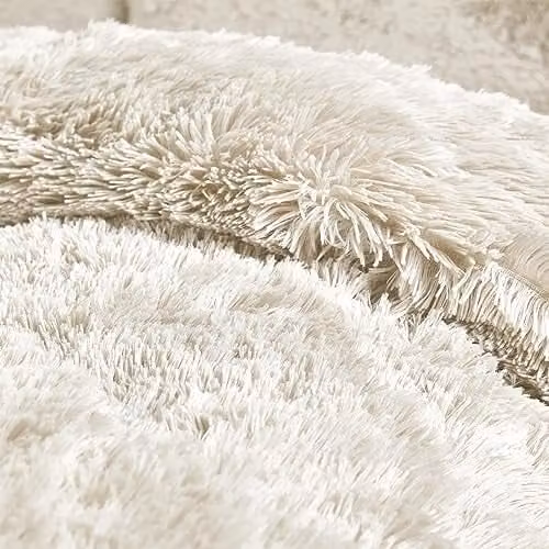 Catherine Lansfield Cuddly Faux Fur Duvet Cover and Pillowcase Set, Beige, W/D/H: 200 x 200 cm – 2