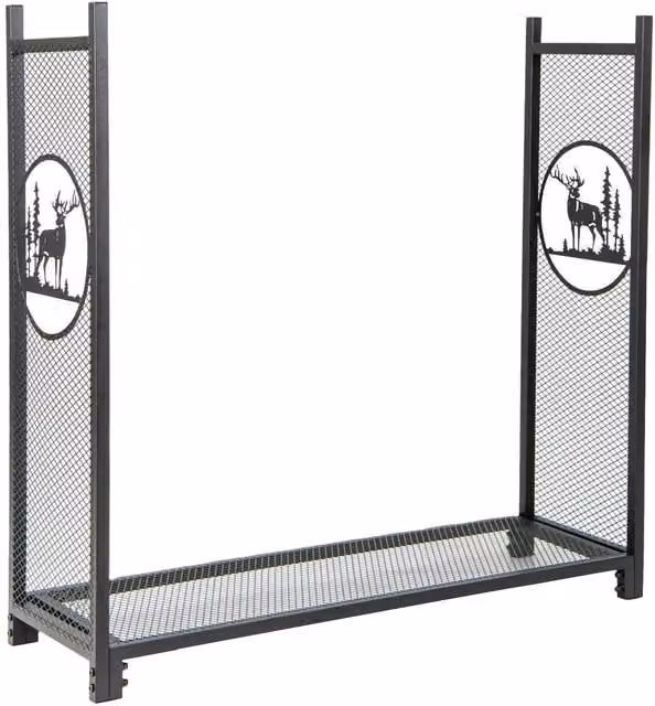 Costway Heavy-Duty Firewood Rack Stand with Mesh Sides in Black – 1