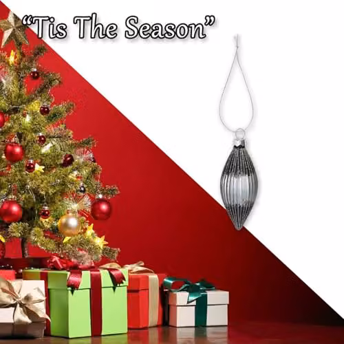 VFM e-Store Silver Oval Glass Christmas Hanging Bauble Decoration H 15 cm x W 7 cm – 5