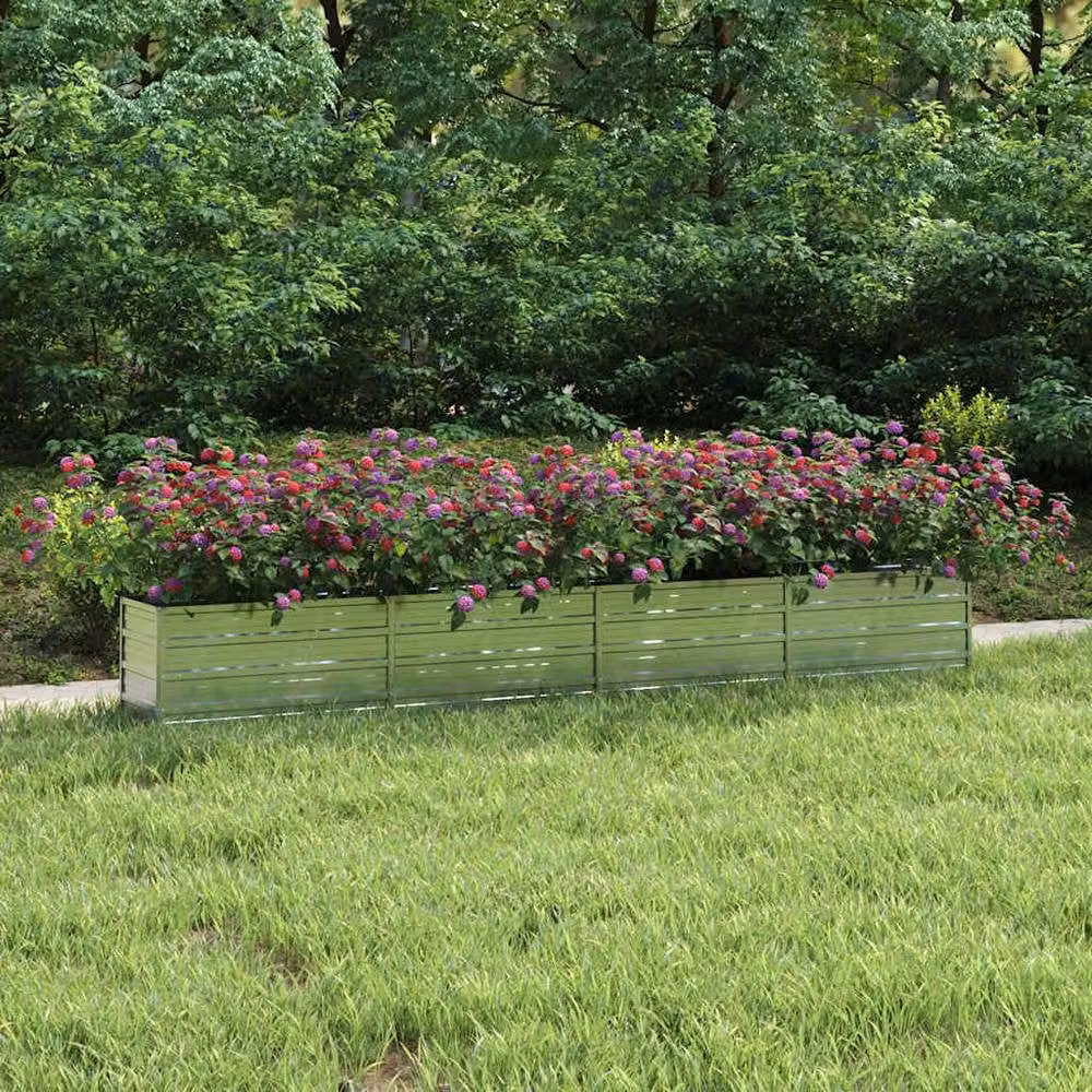 Berkfield Home Garden Galvanised Steel Raised Bed in Silver, W: 320 cm, D: 40 cm, H: 45 cm – 1