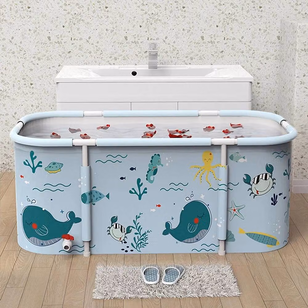 Kelvenix Folding Portable Bathtub in Light Blue, W: 140 cm, D: 60 cm, H: 60 cm – 2