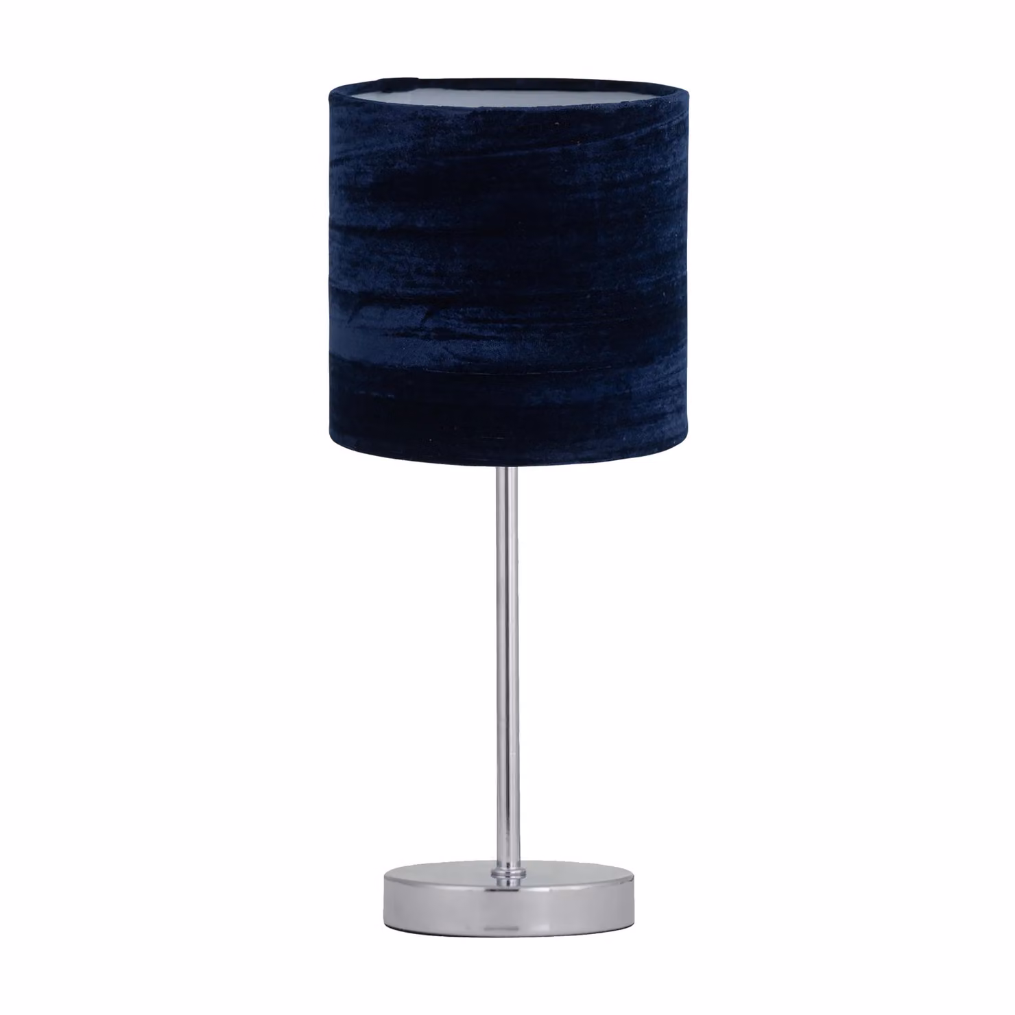 First Choice Lighting Set of 2 Chrome Touch Table Lamps with Navy Blue Fabric Shades – 2