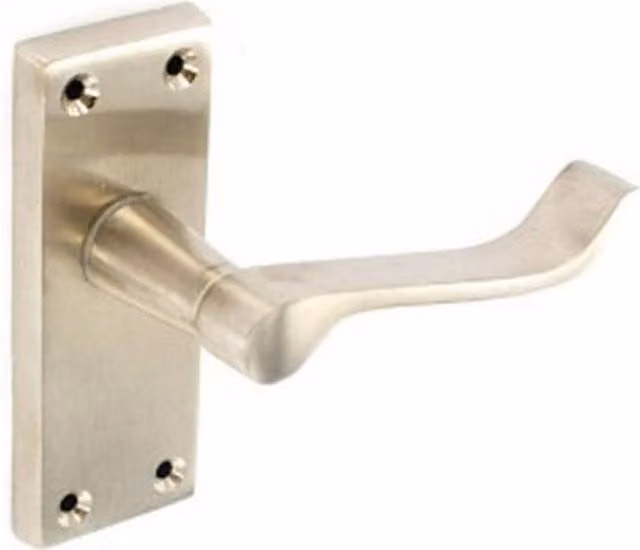 Securit Brushed Nickel Scroll Latch Handles, 1 Pair in Silver and Chrome