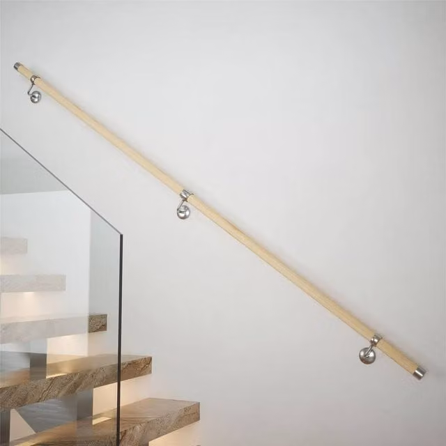 Woodworx Solid Pine Modern Indoor Stair Handrail Kit, Light Oak, Length: 240 cm