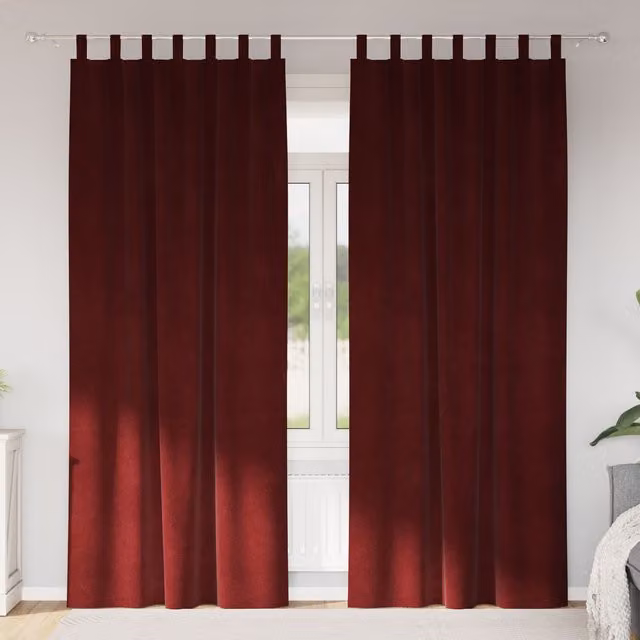 Berkfield Home Wine Red Velvet Blackout Curtains with Hanging Loops, 2 Pack – 1