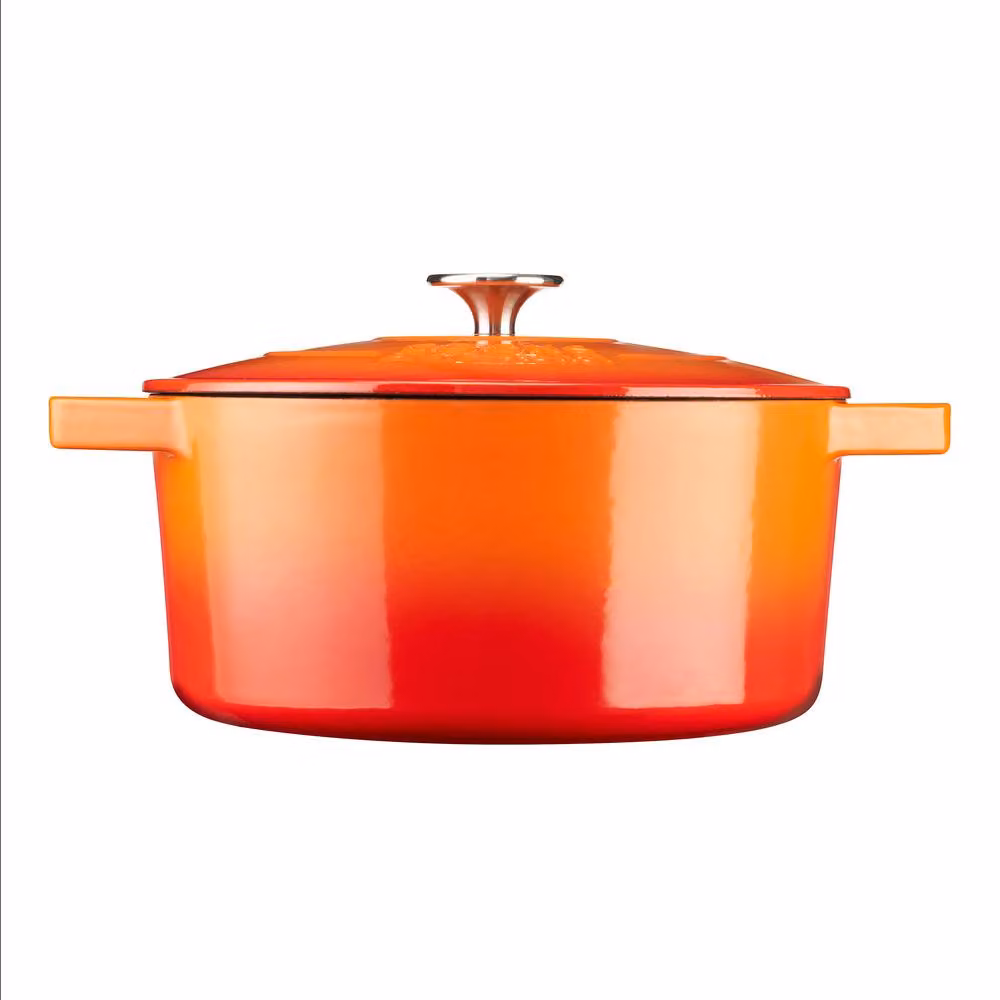 Cooks Professional Set of 3 Enamelled Cast Iron Casserole Dishes with Lids, Orange – 4