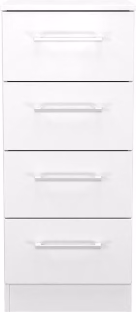 Ready Assembled 2 U Gloucester 4 Drawer Tall Bedside Table in White