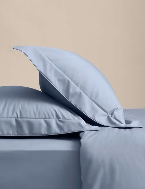 M&S 2 Pack Egyptian Cotton 230 Thread Count Percale Oxford Pillowcases in Steel Blue